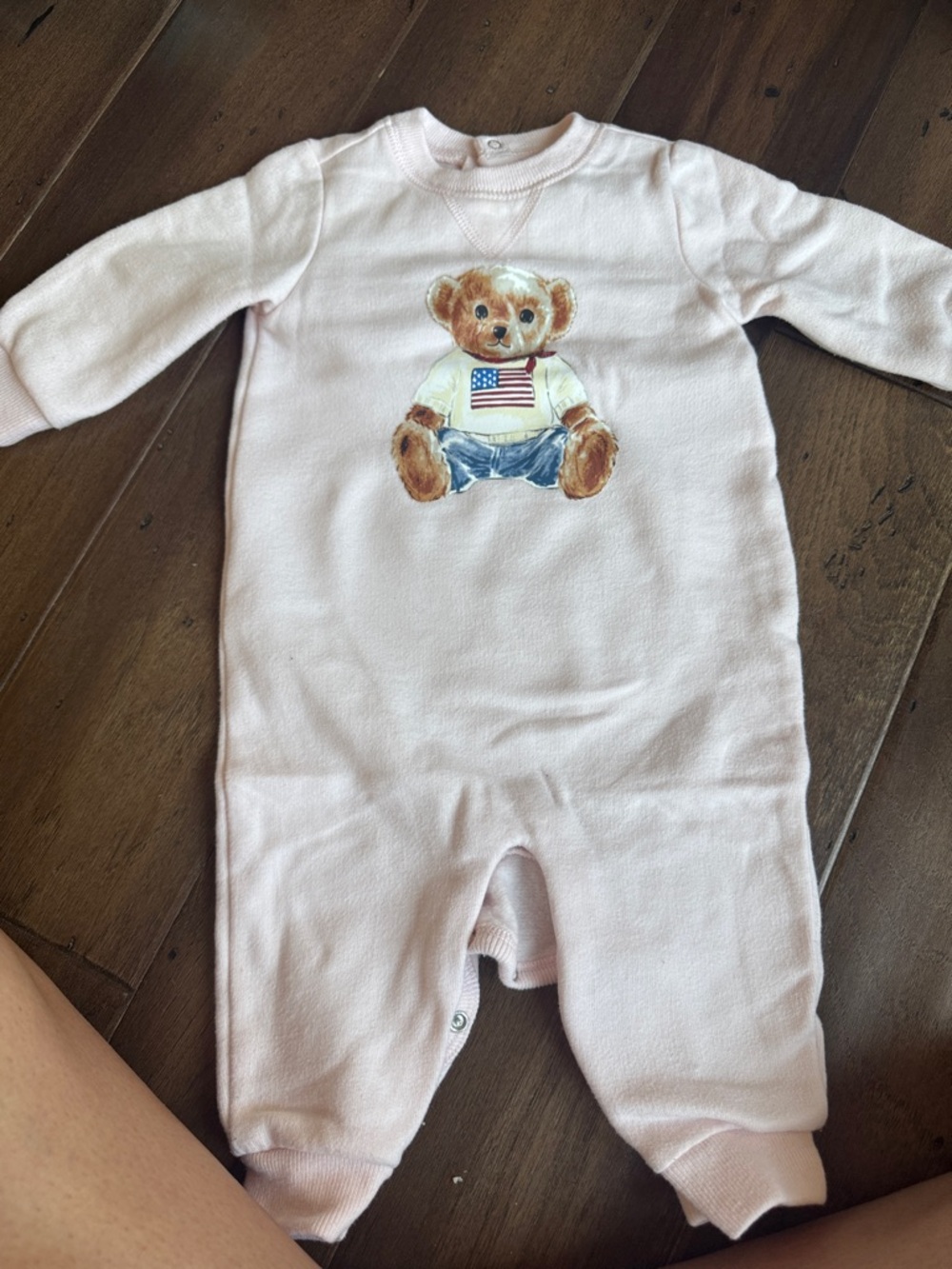 Ralph Lauren Pale Pink Teddy Bear Footie